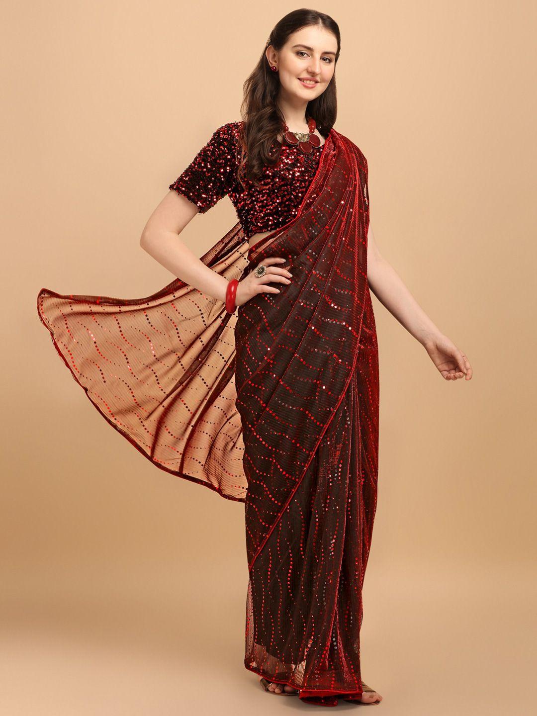 kalini embellished sequinned net saree