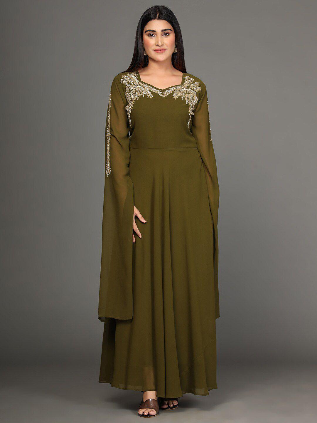 kalini embellished v-neck fit & flared maxi ethnic dress