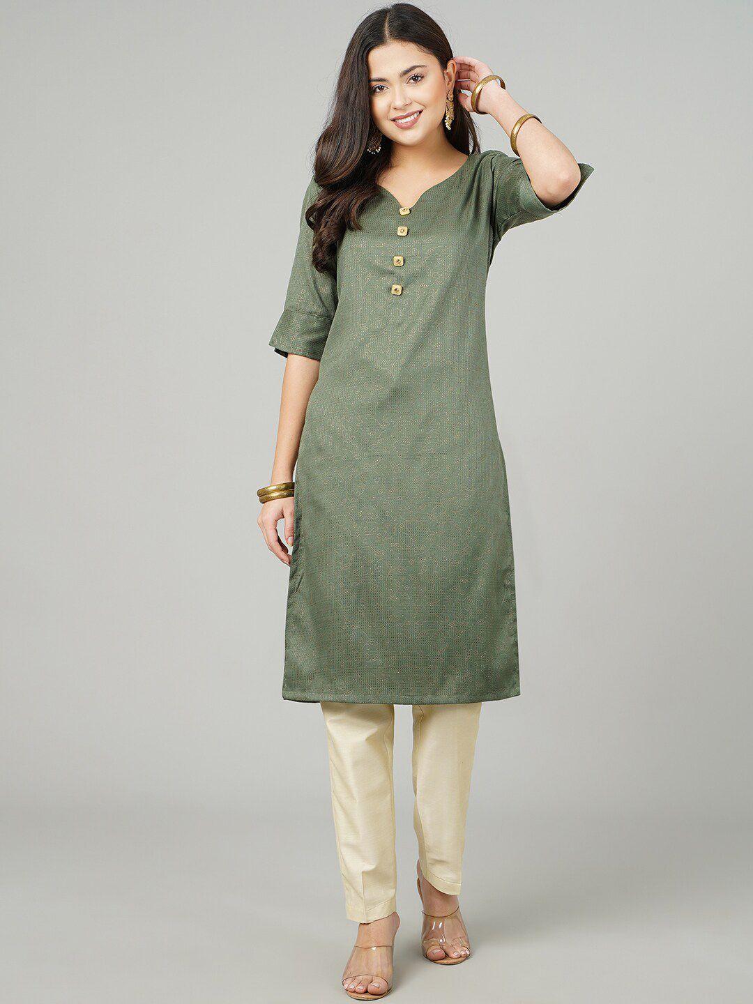 kalini embellished v-neck thread work straight kurta