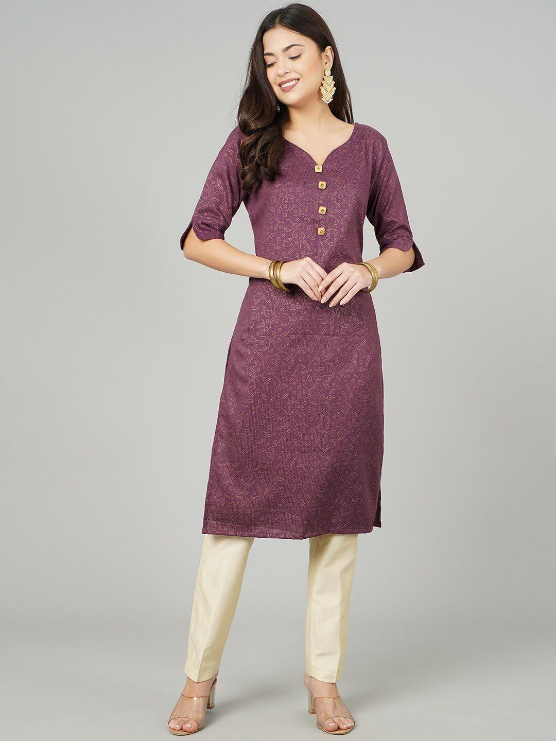 kalini embellished v-neck thread work straight kurta