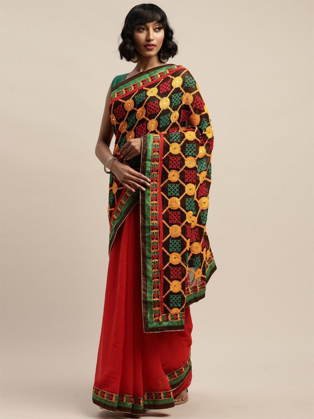 kalini embroidered  half and half saree