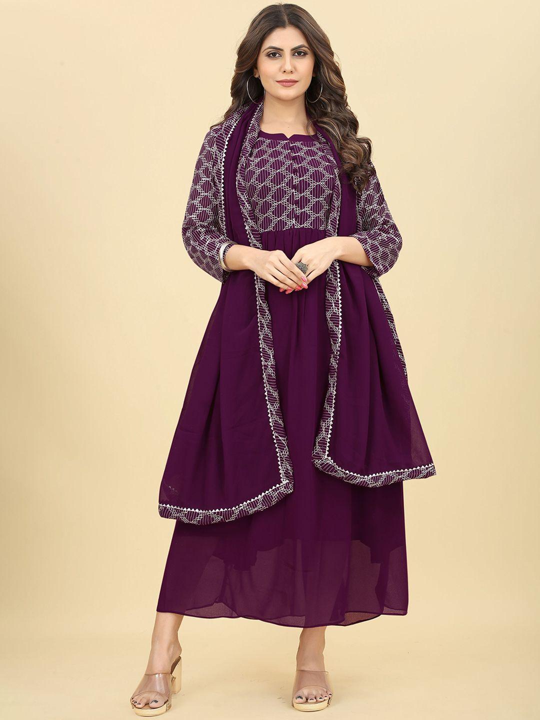 kalini embroidered ethnic dress with dupatta