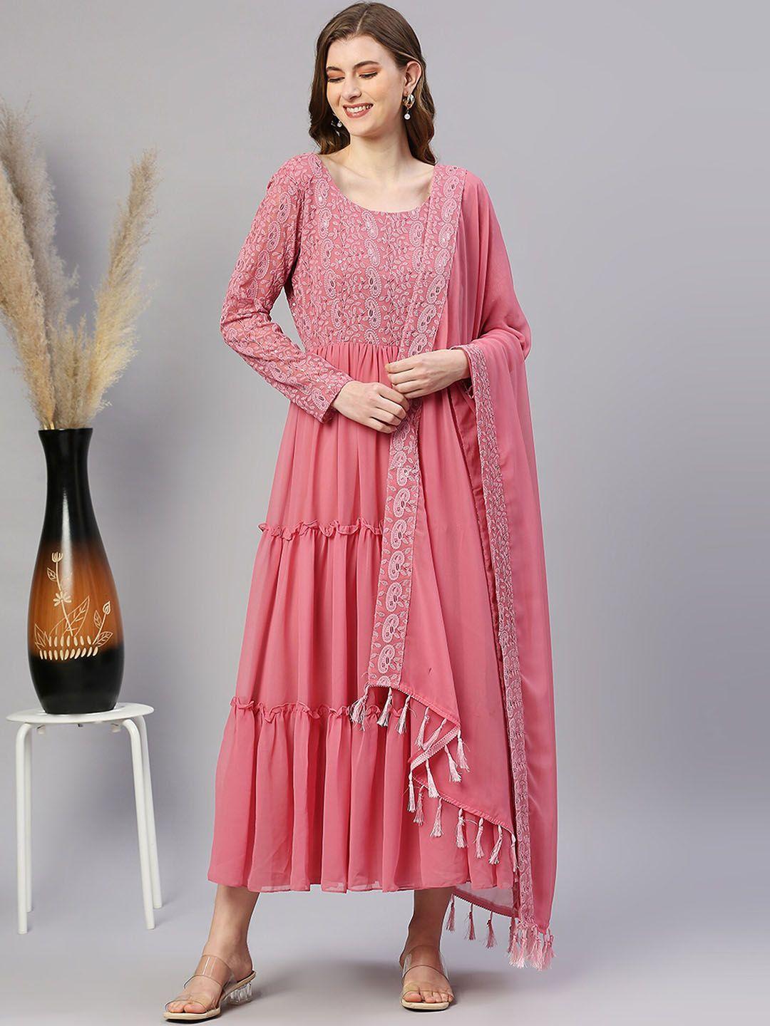 kalini embroidered ethnic dress with dupatta