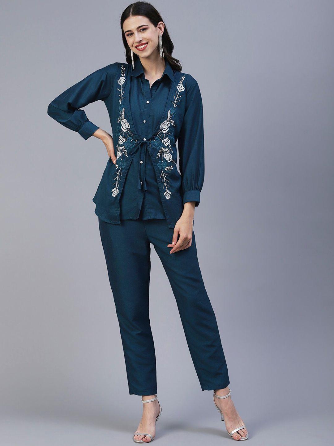 kalini embroidered ethnic shirt with trousers