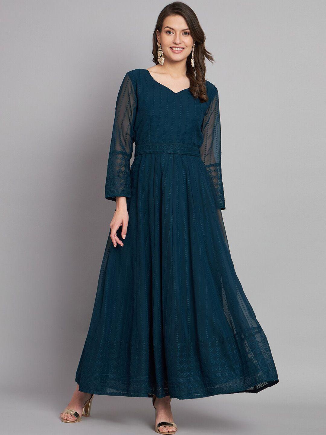 kalini embroidered fit and flare maxi ethnic dress