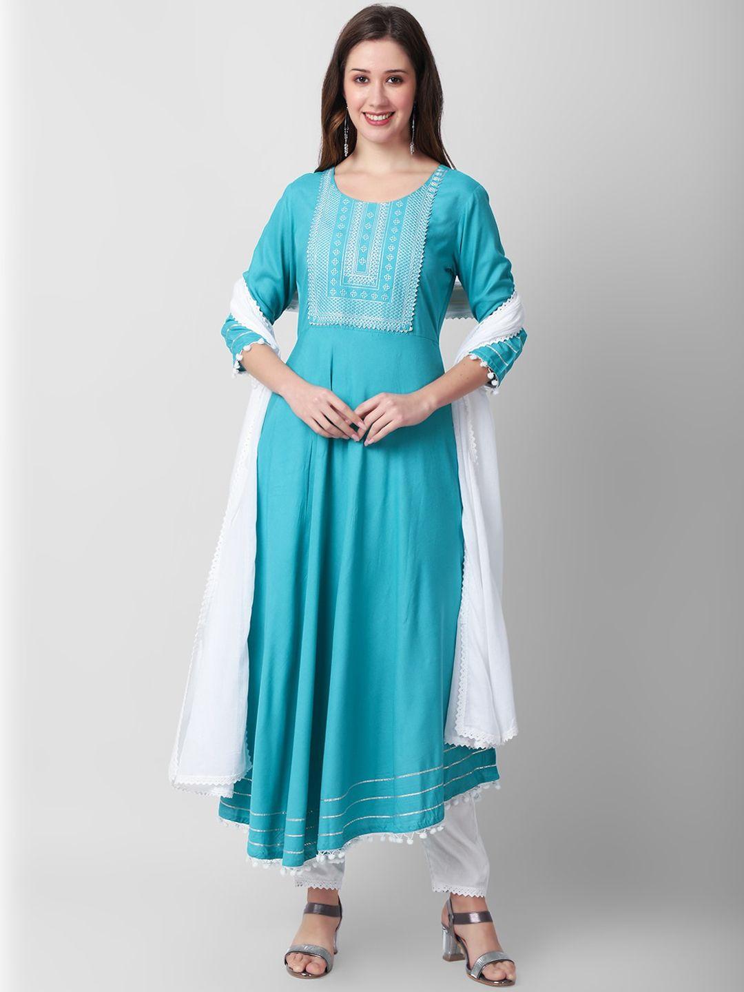 kalini embroidered gotta patti anarkali kurta with trousers & dupatta