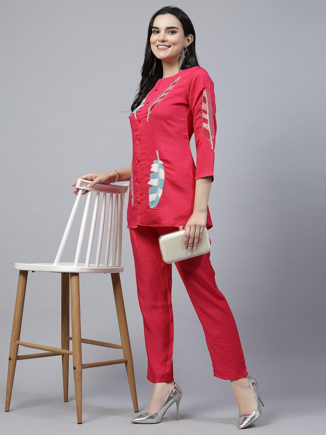 kalini embroidered pure cotton tunic with trousers