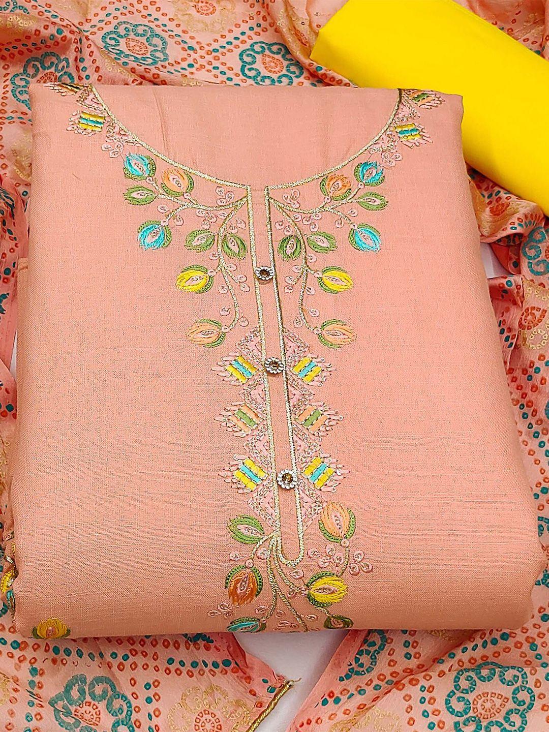 kalini embroidered pure cotton unstitched dress material