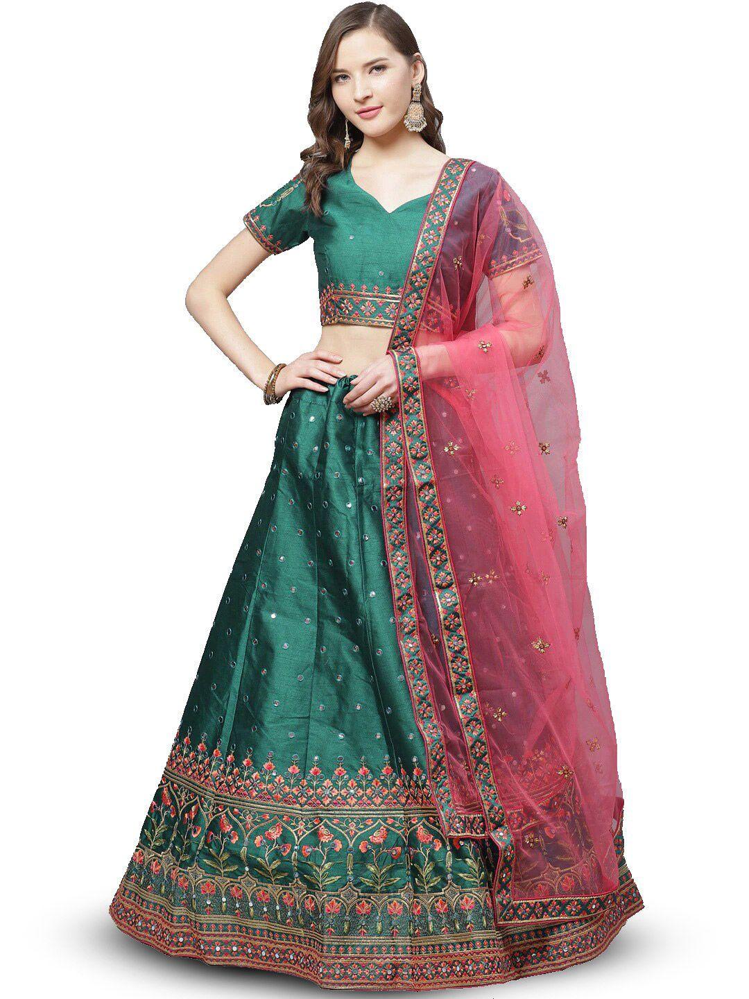 kalini embroidered semi-stitched lehenga & blouse with dupatta