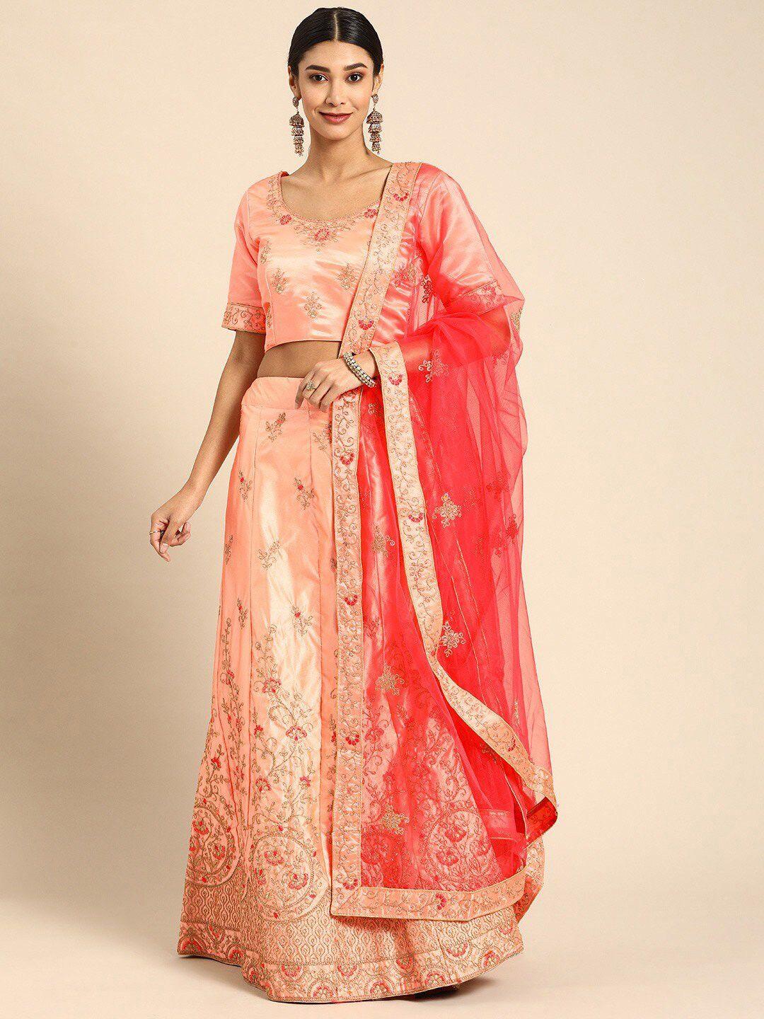 kalini embroidered semi-stitched lehenga & blouse with dupatta