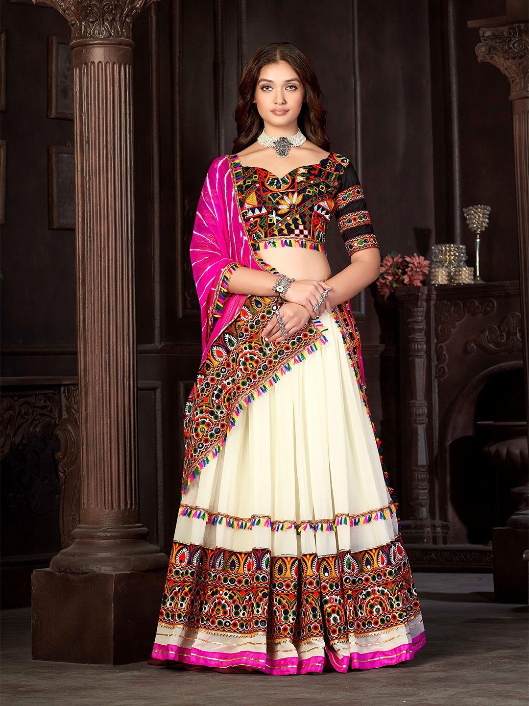 kalini embroidered semi-stitched lehenga & unstitched blouse with dupatta