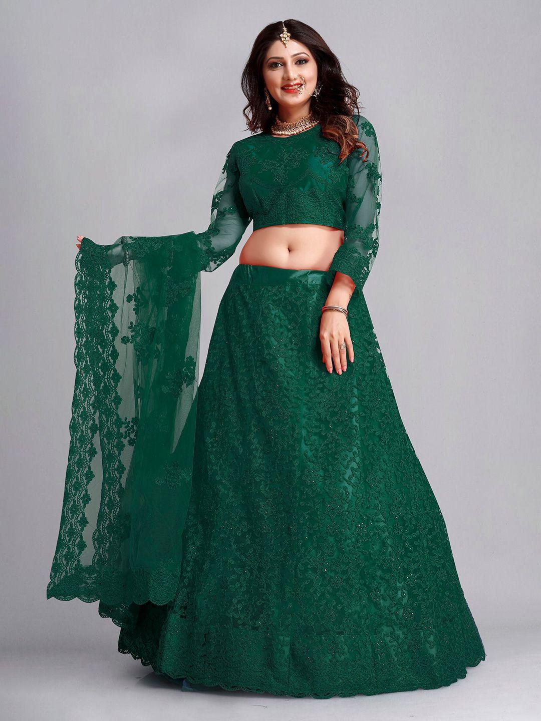 kalini embroidered semi-stitched lehenga & unstitched blouse with dupatta