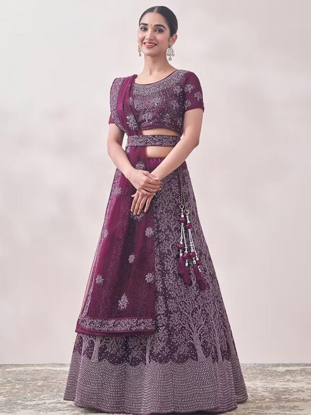 kalini embroidered semi-stitched lehenga & unstitched blouse with dupatta