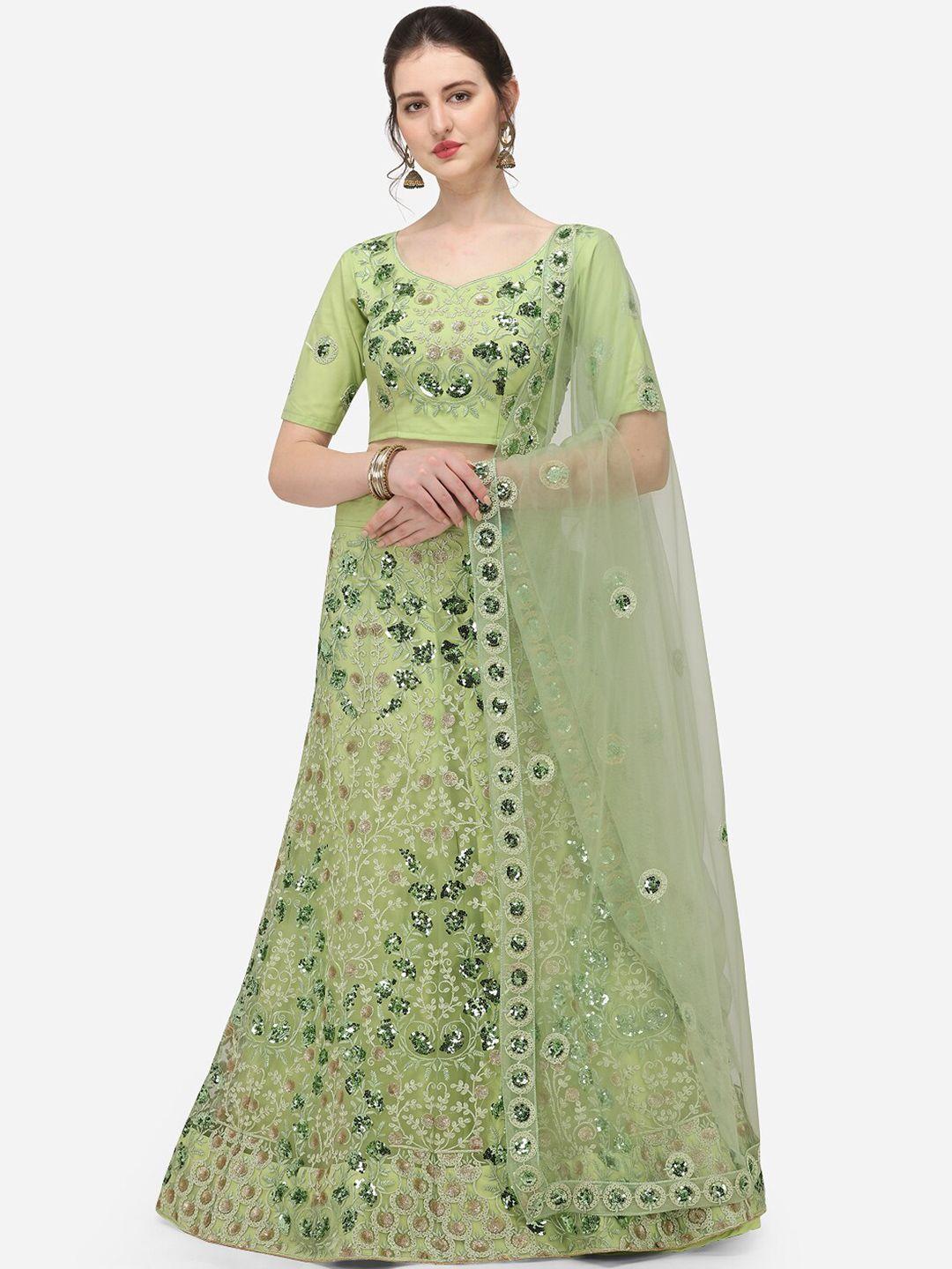 kalini embroidered sequined semi-stitched lehenga & unstitched blouse with dupatta