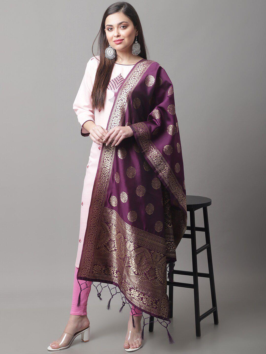 kalini embroidered sequinned kurta with banarasi silk dupatta