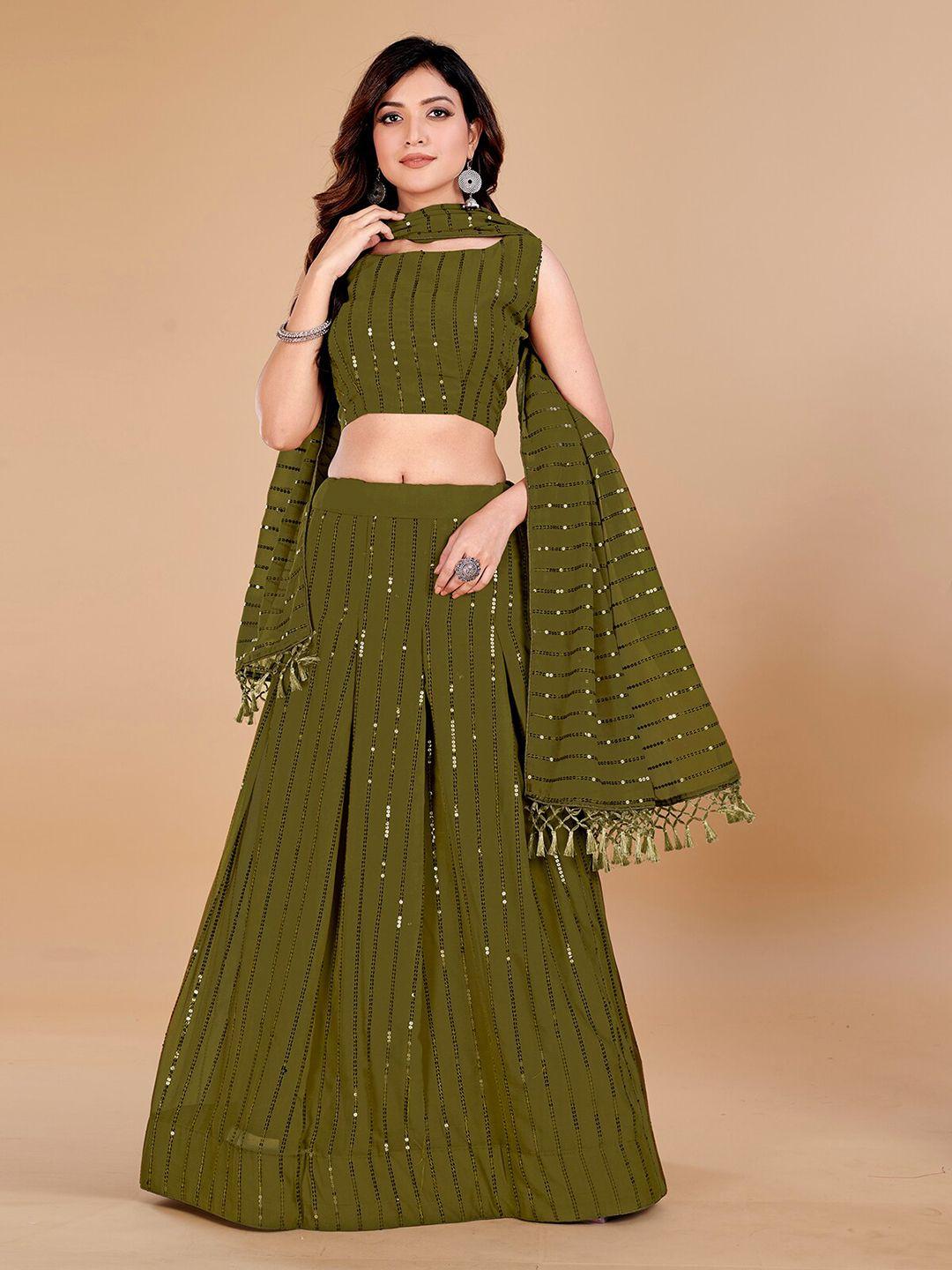 kalini embroidered sequinned ready to wear lehenga & unstitched blouse with dupatta