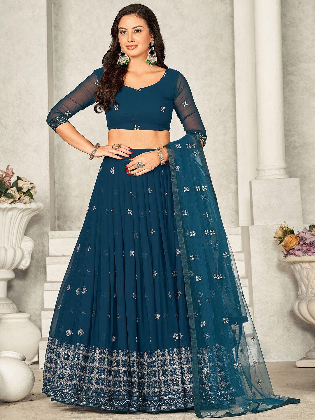 kalini embroidered sequinned ready to wear lehenga & unstitched blouse with dupatta