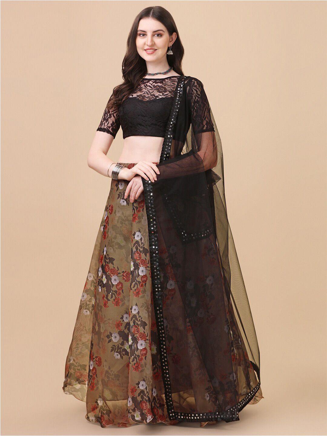 kalini embroidered sequinned semi-stitched lehenga & unstitched blouse with dupatta