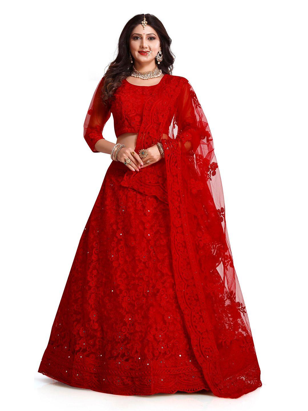 kalini embroidered sequinned semi-stitched lehenga & unstitched blouse with dupatta