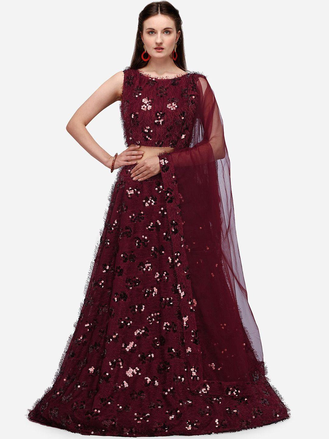 kalini embroidered sequinned semi-stitched lehenga & unstitched blouse with dupatta