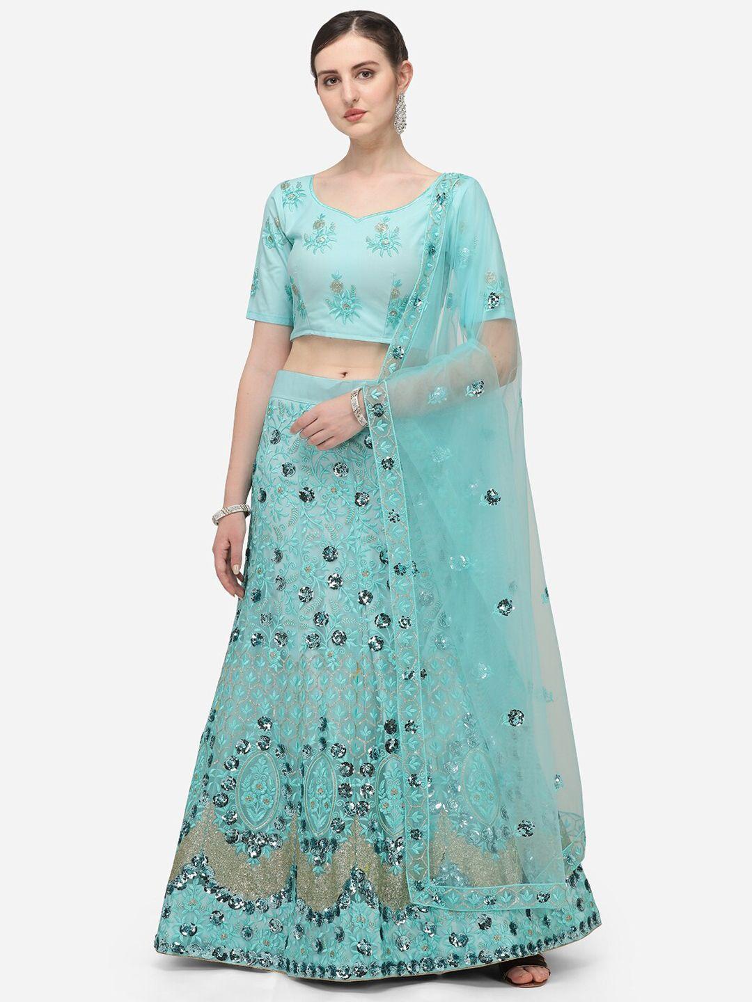 kalini embroidered sequinned semi-stitched lehenga & unstitched blouse with dupatta