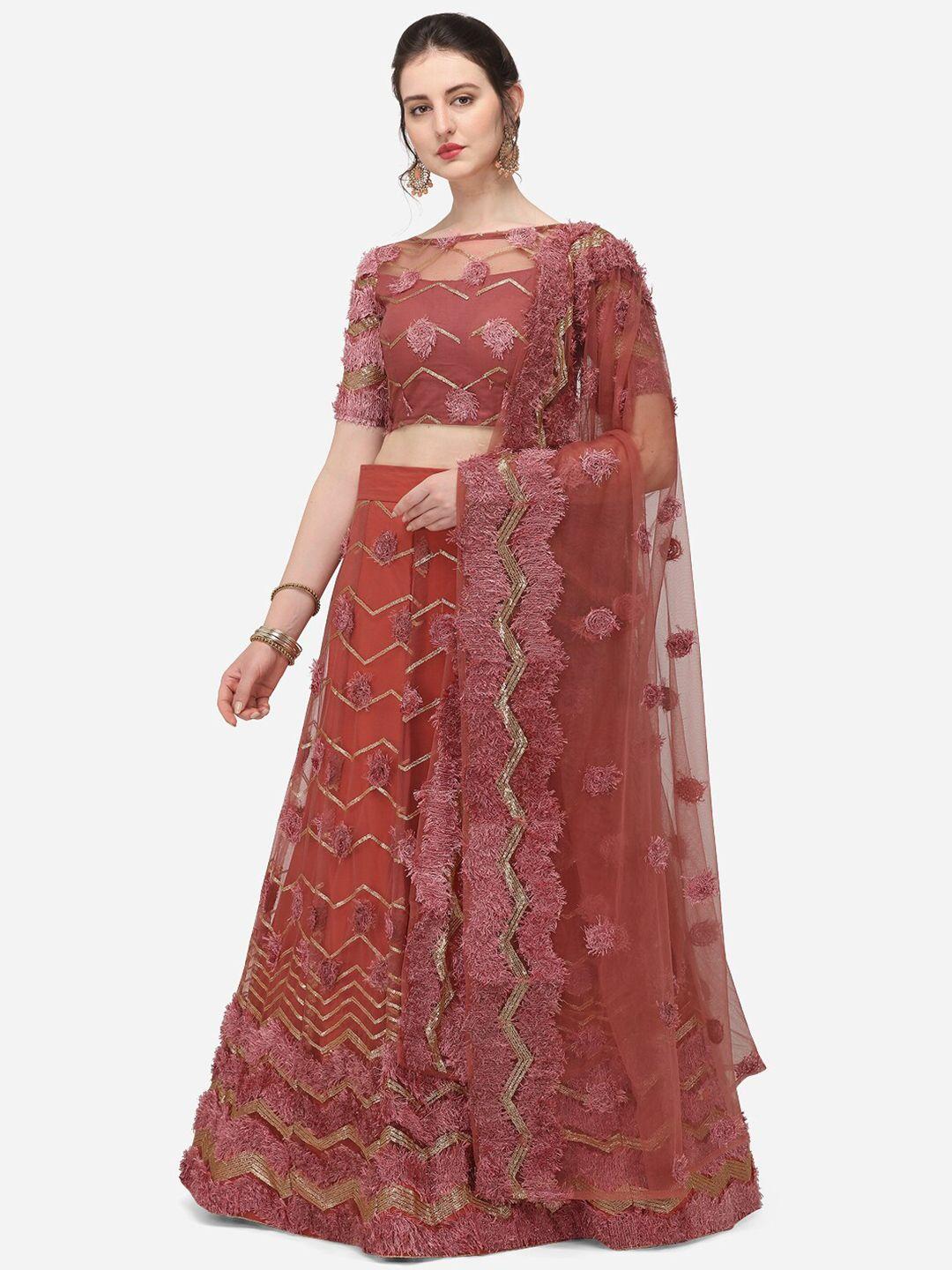 kalini embroidered sequinned semi-stitched lehenga & unstitched blouse with dupatta
