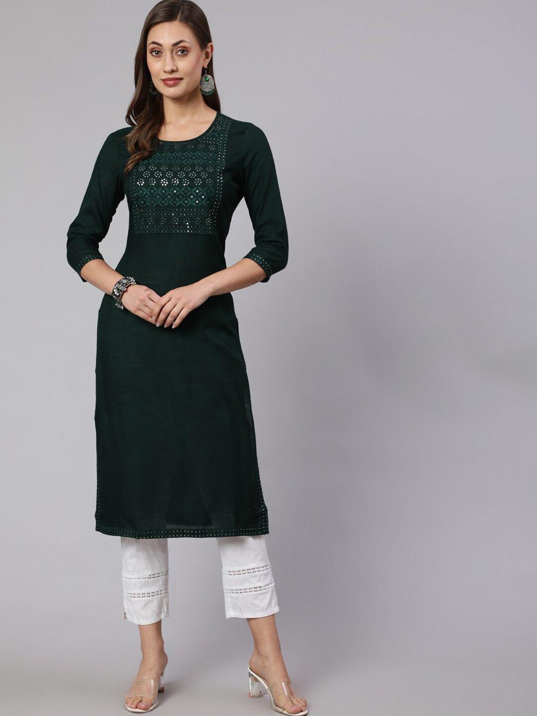 kalini embroidered sequinned straight kurta