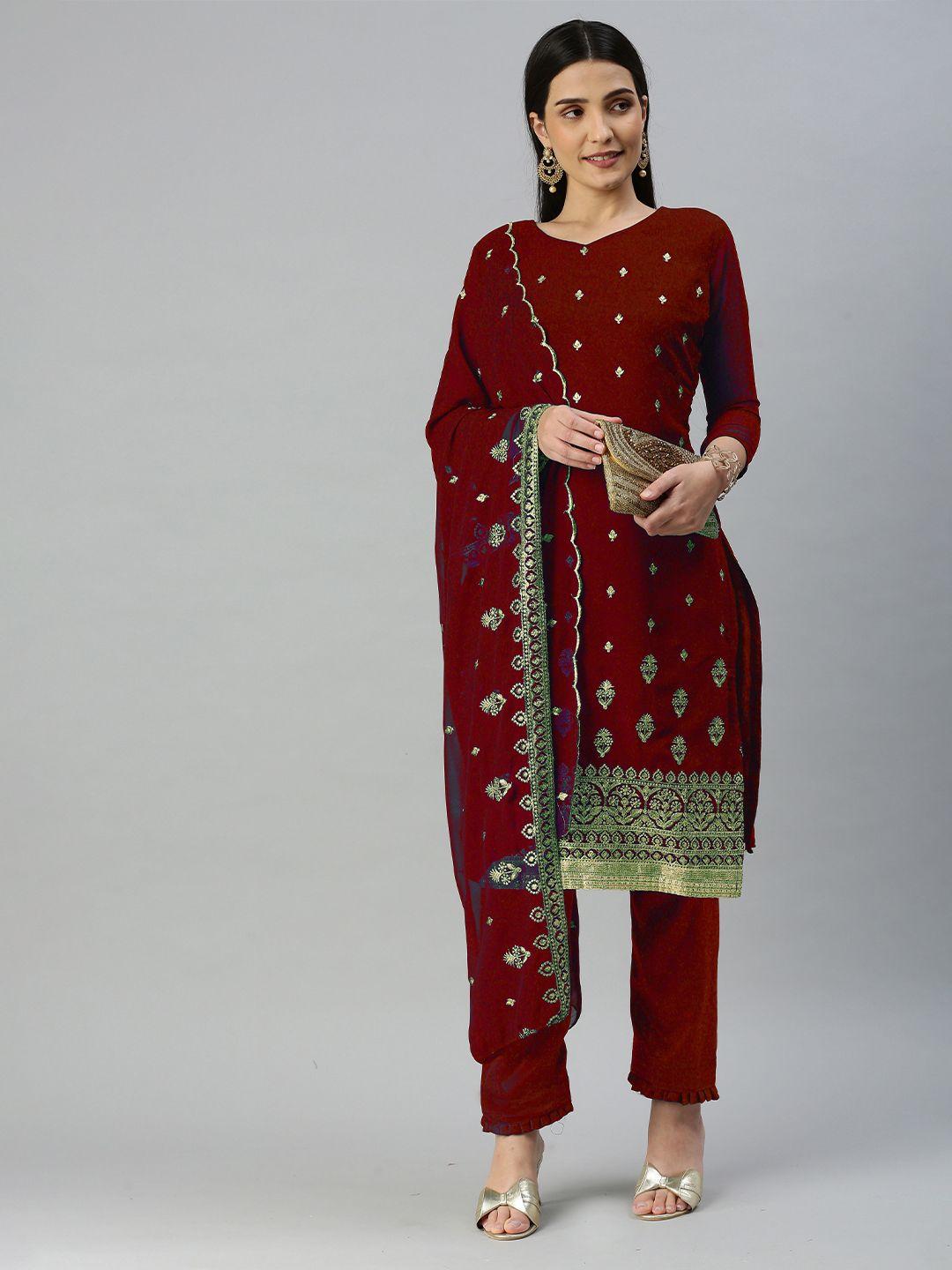 kalini embroidered silk georgette unstitched dress material