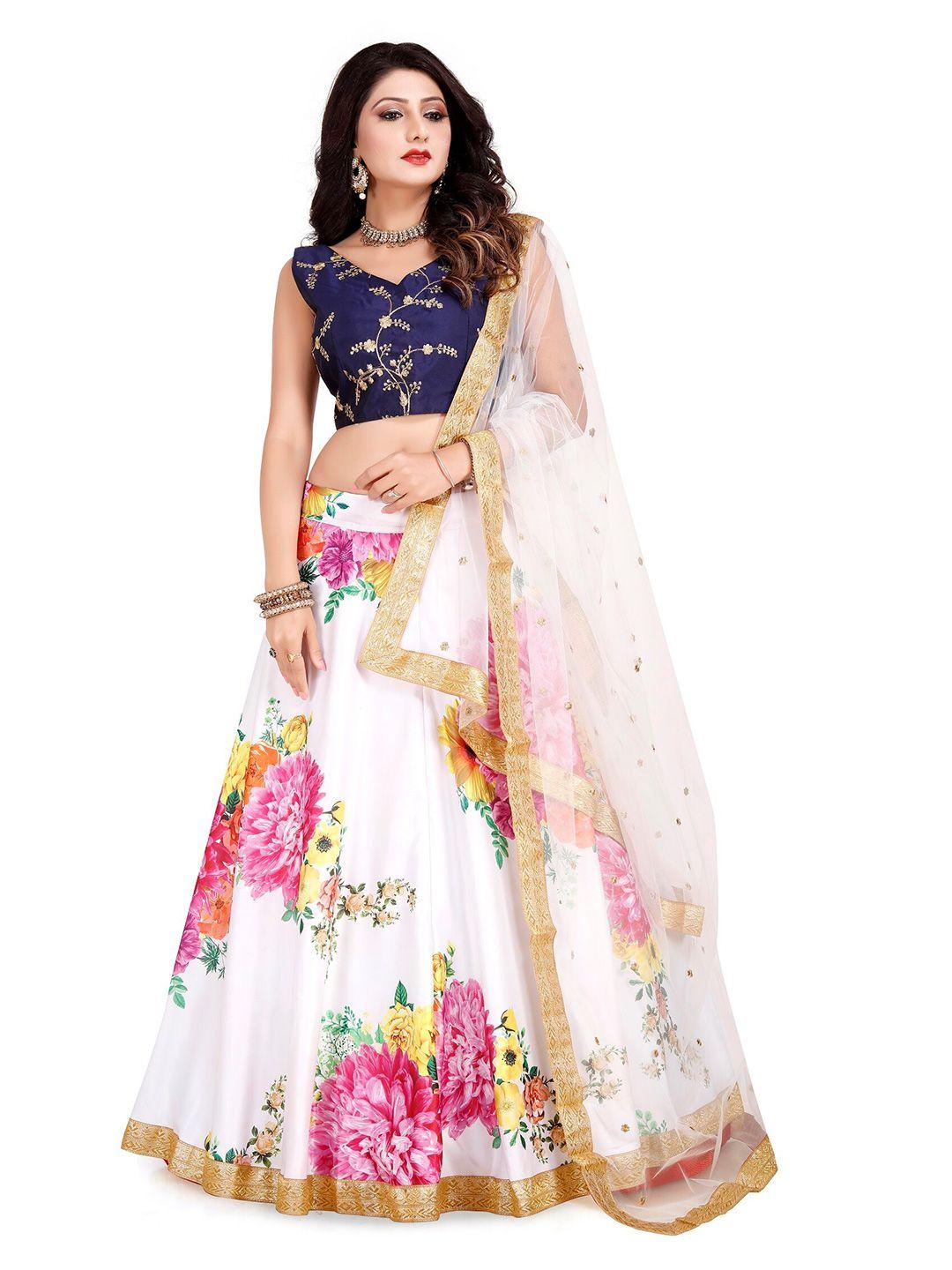 kalini embroidered thread work ready to wear lehenga & unstitched blouse with dupatta