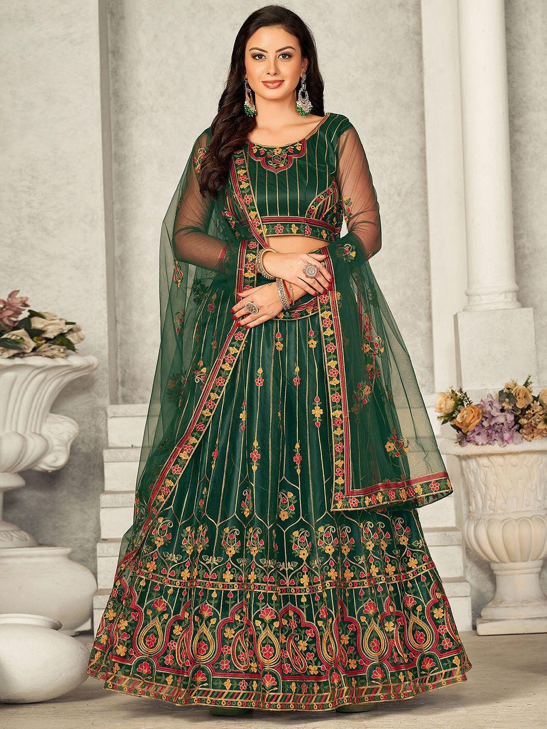 kalini embroidered thread work ready to wear lehenga & unstitched blouse with dupatta