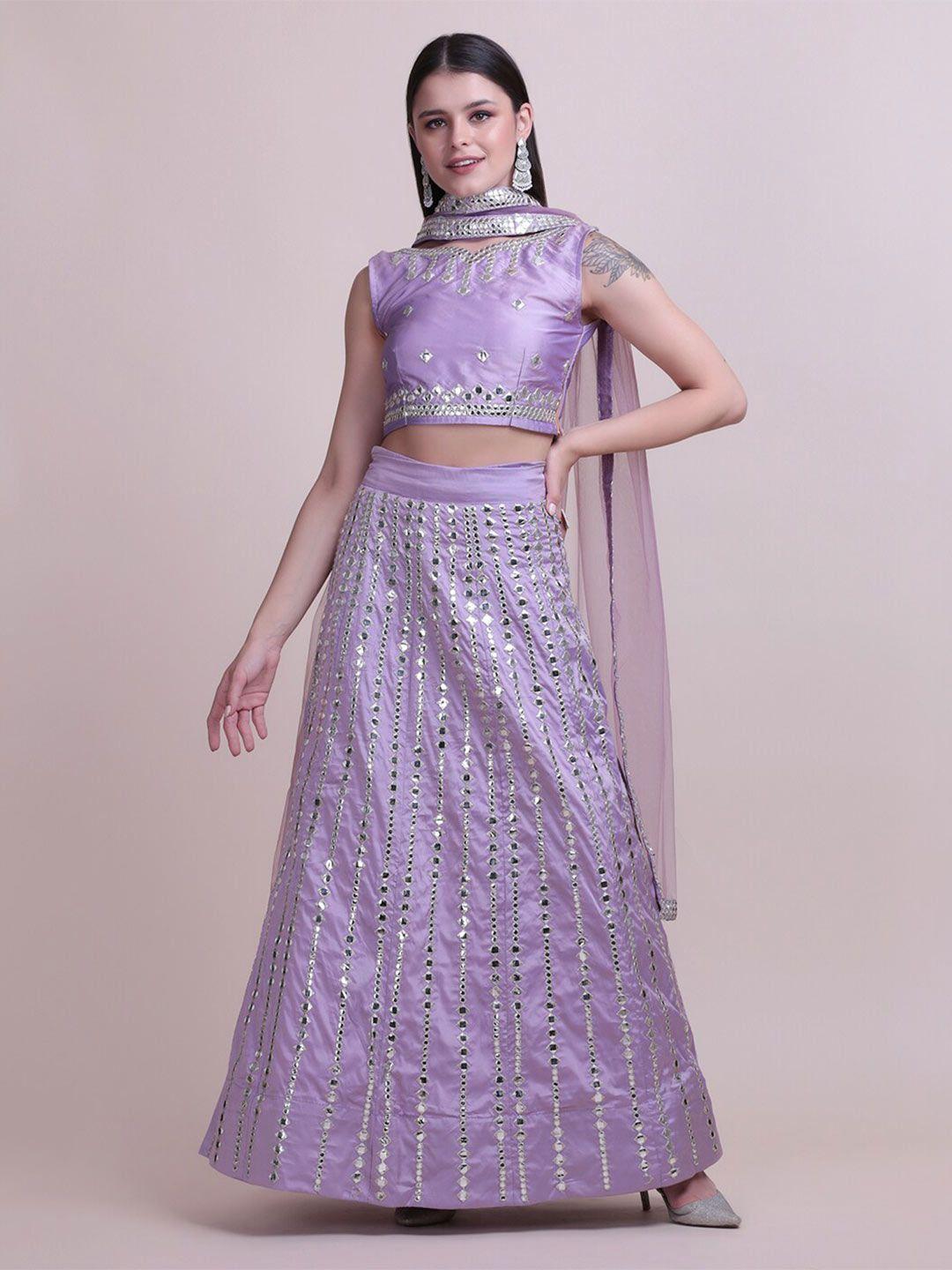 kalini embroidered thread work semi-stitched lehenga & unstitched blouse with dupatta