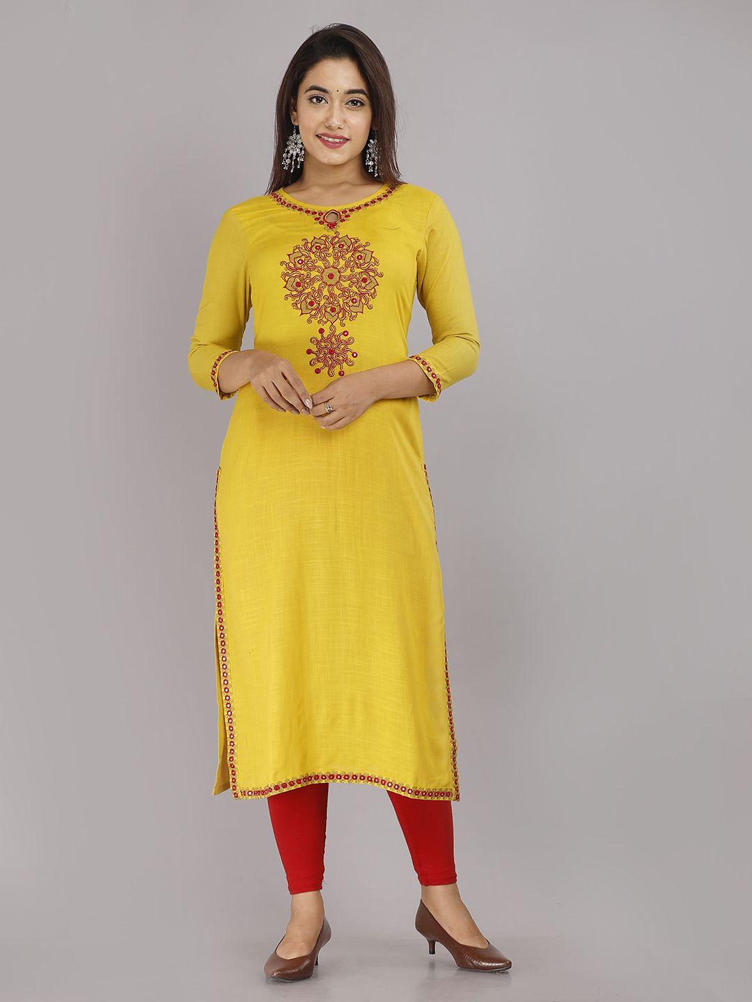 kalini ethnic motif embroidered straight kurta