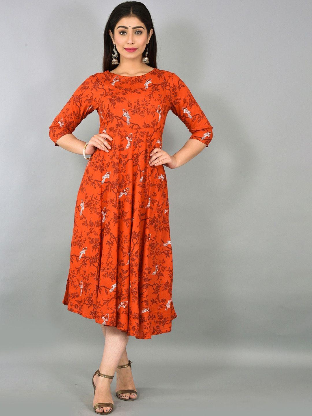 kalini ethnic motif printed a-line midi dress