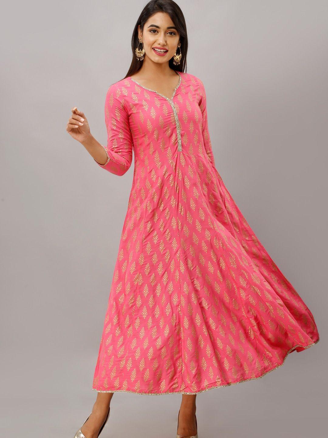 kalini ethnic motif printed embellished a-line ethnic dress