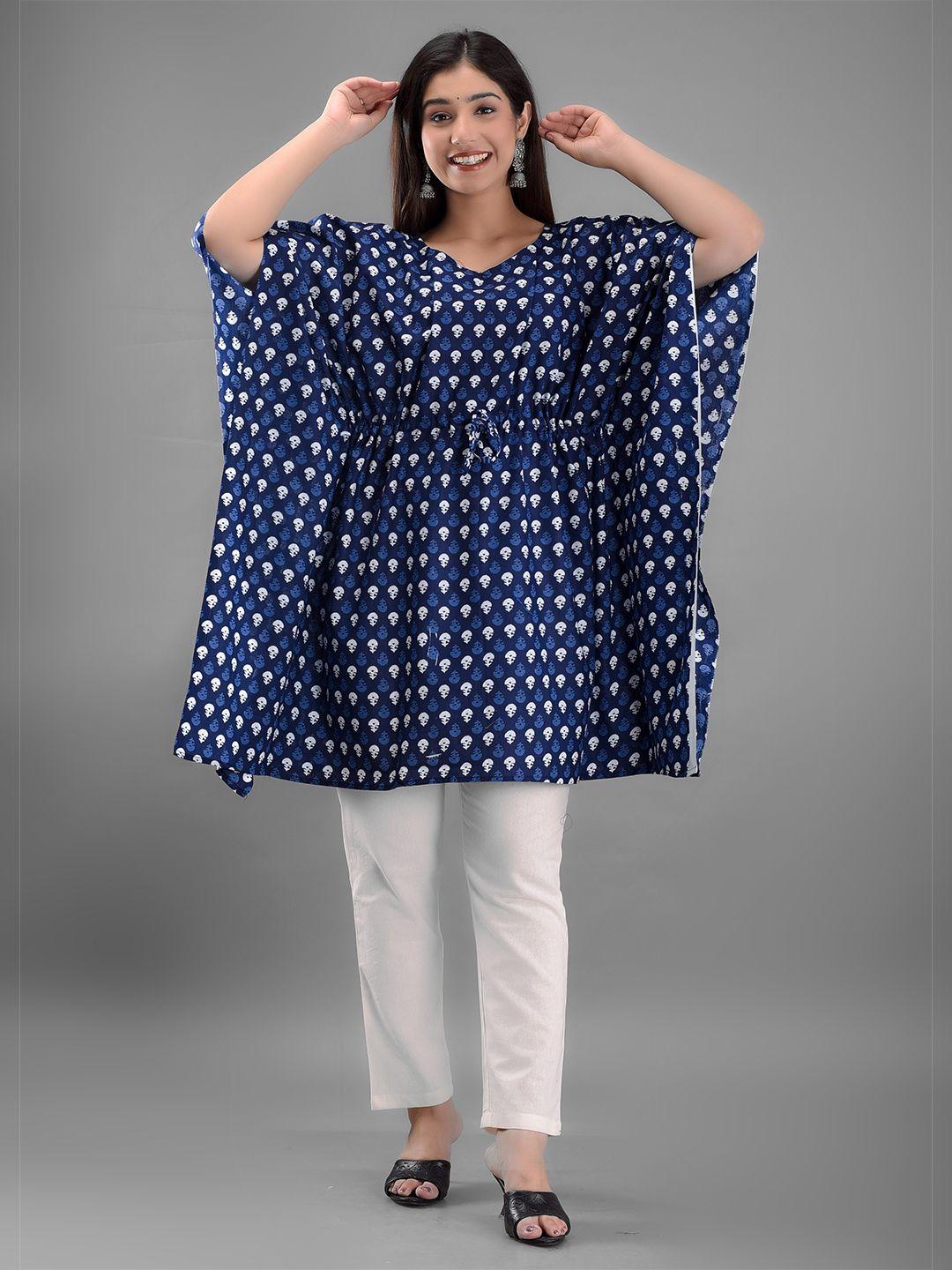 kalini ethnic motif printed flared sleeves cotton kaftan dress