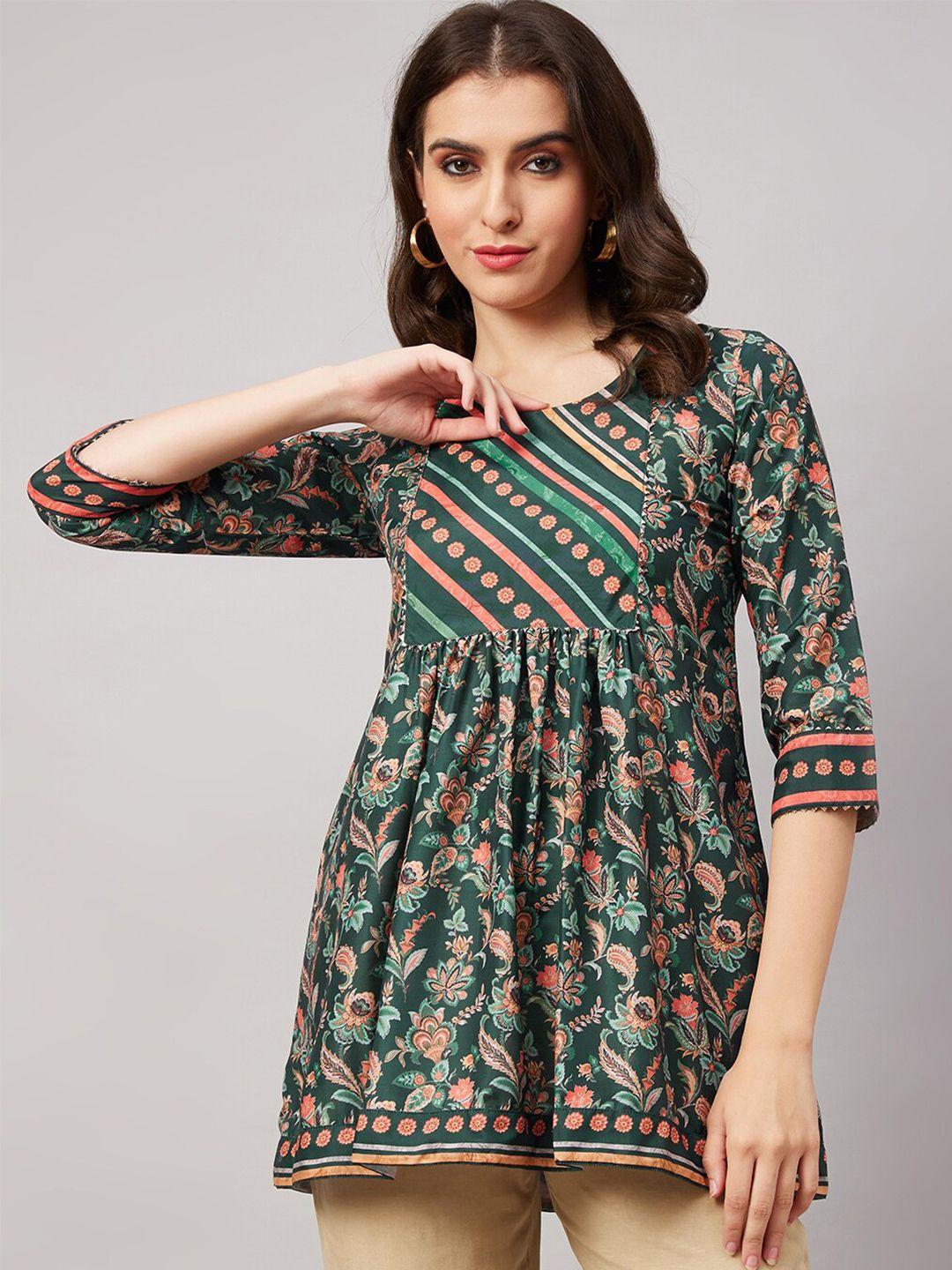 kalini ethnic motif printed gathered top