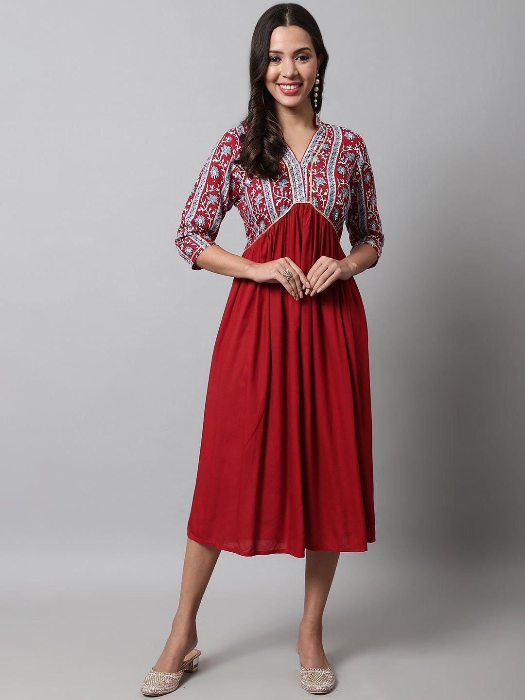 kalini ethnic motifs a-line midi dress