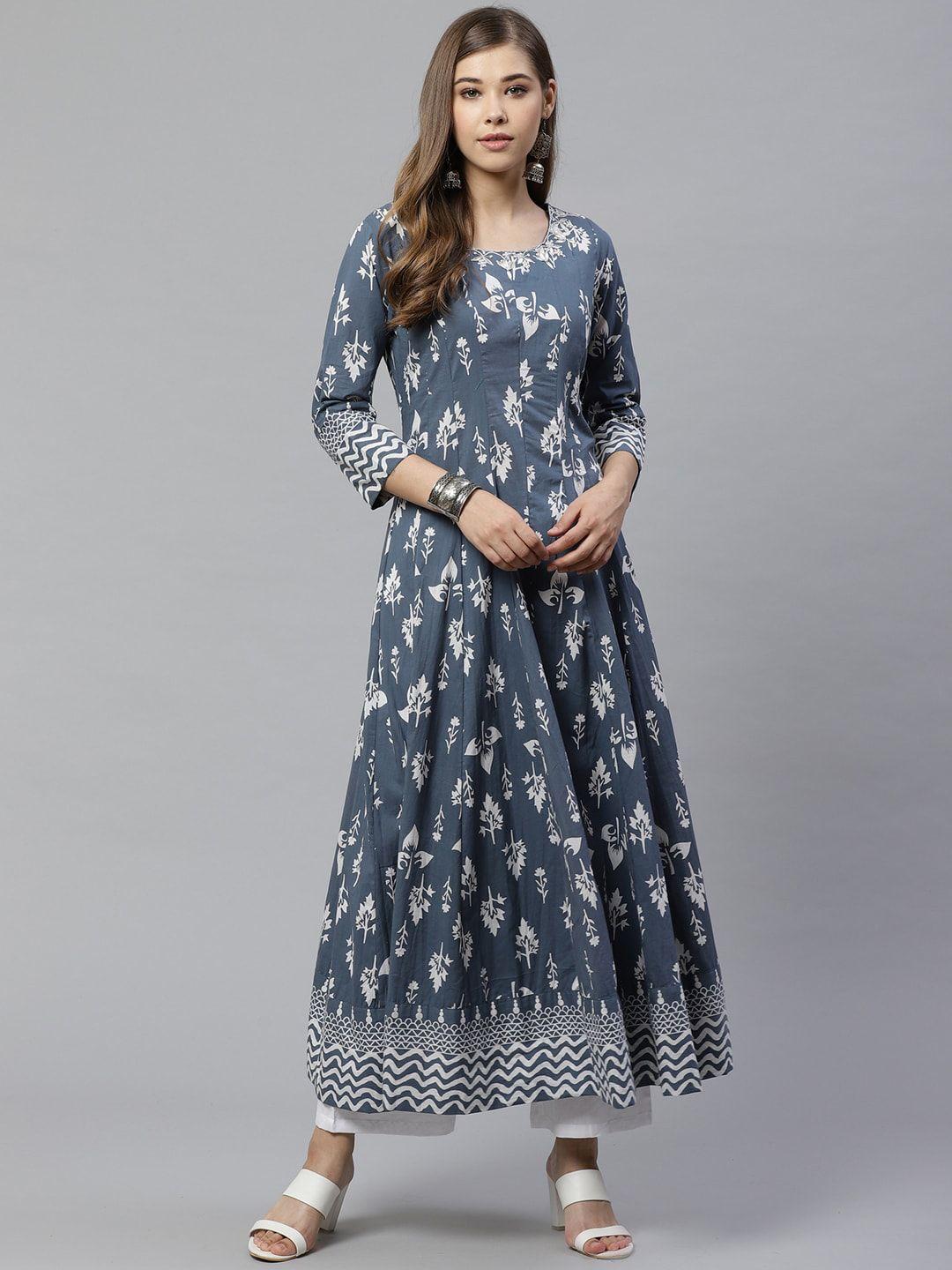 kalini ethnic motifs cotton gotta patti anarkali kurta