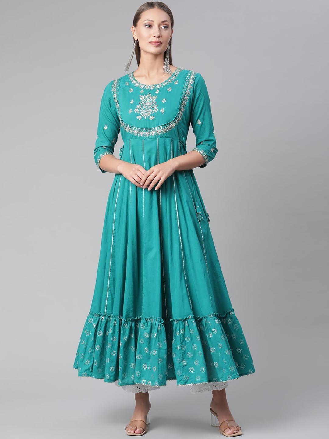 kalini ethnic motifs embellished gotta patti detailed cotton anarkali kurta