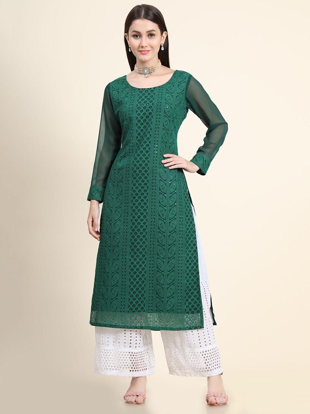 kalini ethnic motifs embroidered chikankari georgette kurta