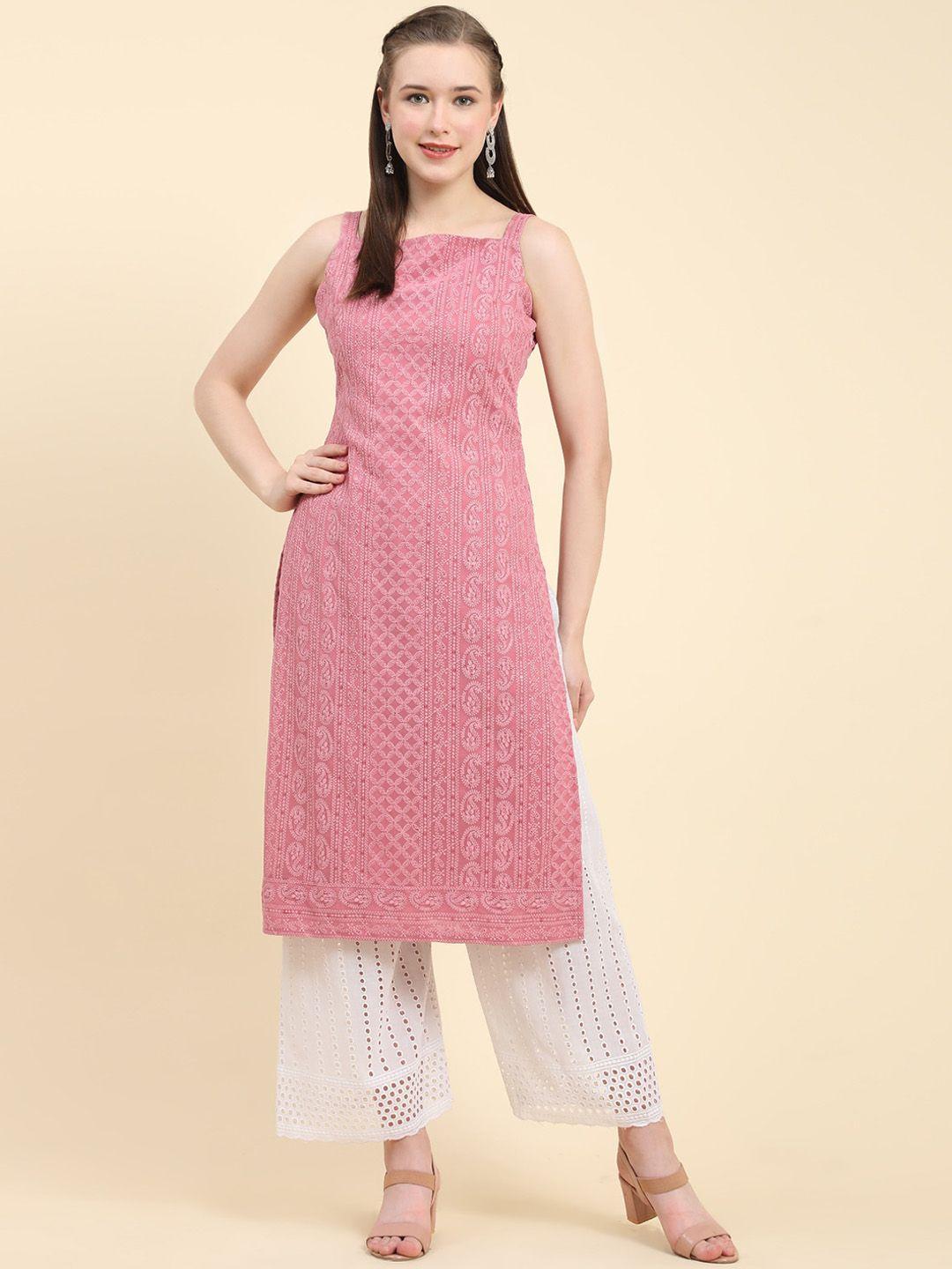 kalini ethnic motifs embroidered chikankari georgette kurta