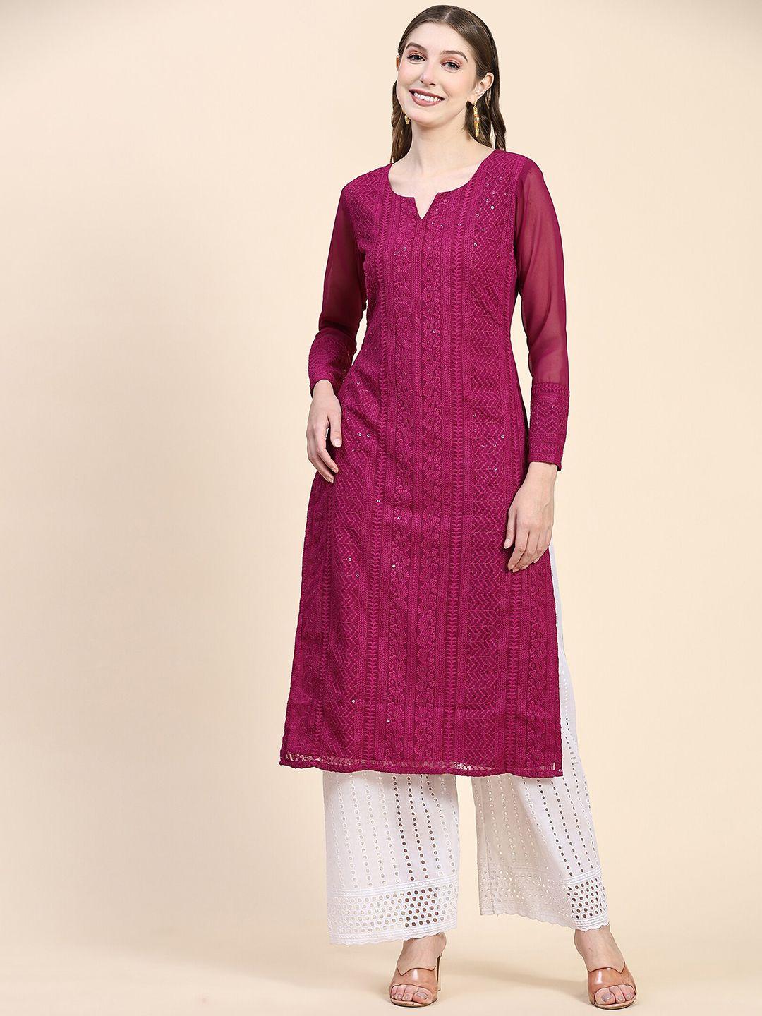 kalini ethnic motifs embroidered chikankari georgette kurta