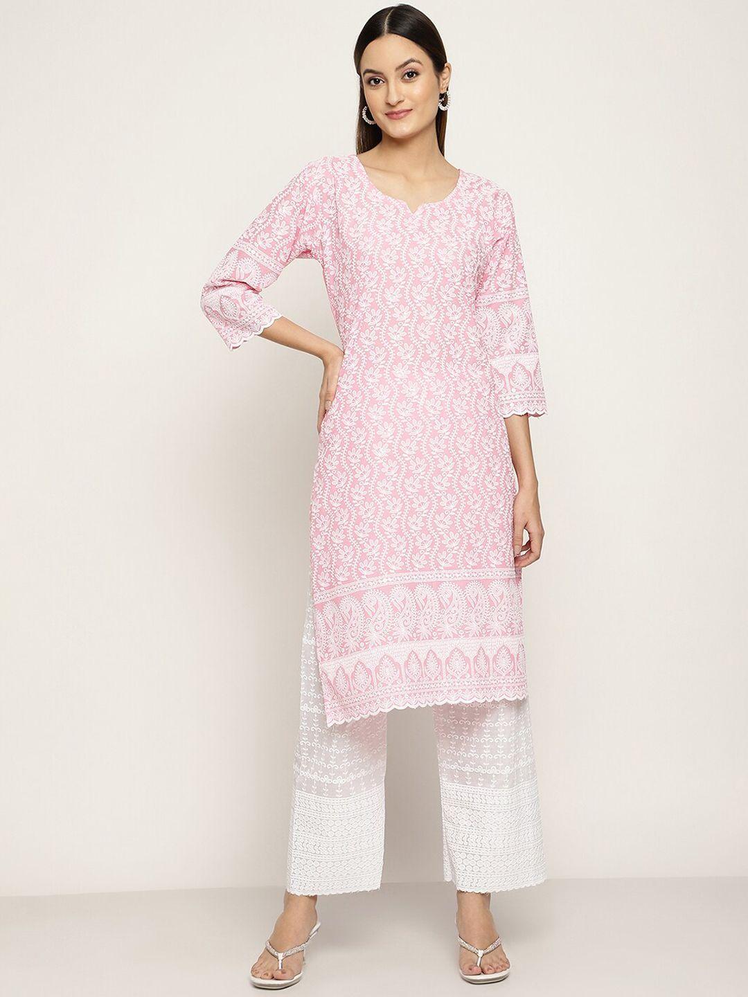 kalini ethnic motifs embroidered cotton  chikankari kurta