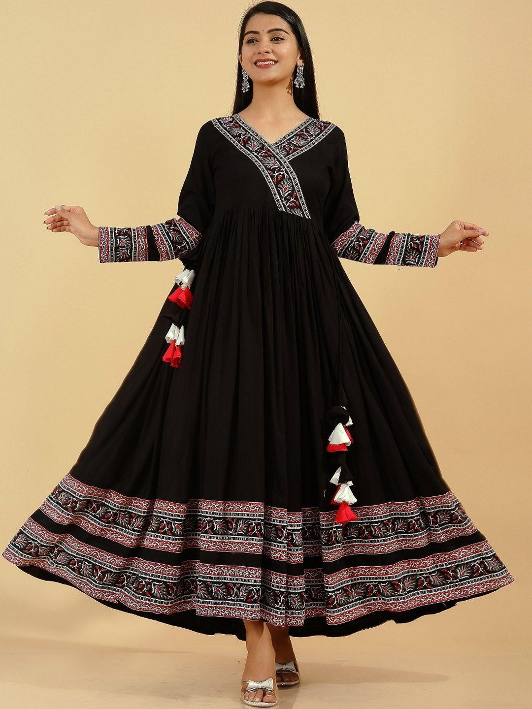 kalini ethnic motifs embroidered gathered ethnic dress