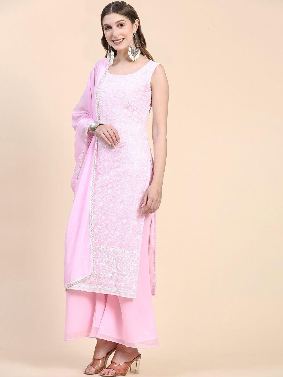 kalini ethnic motifs embroidered georgette kurta with palazzos & dupatta