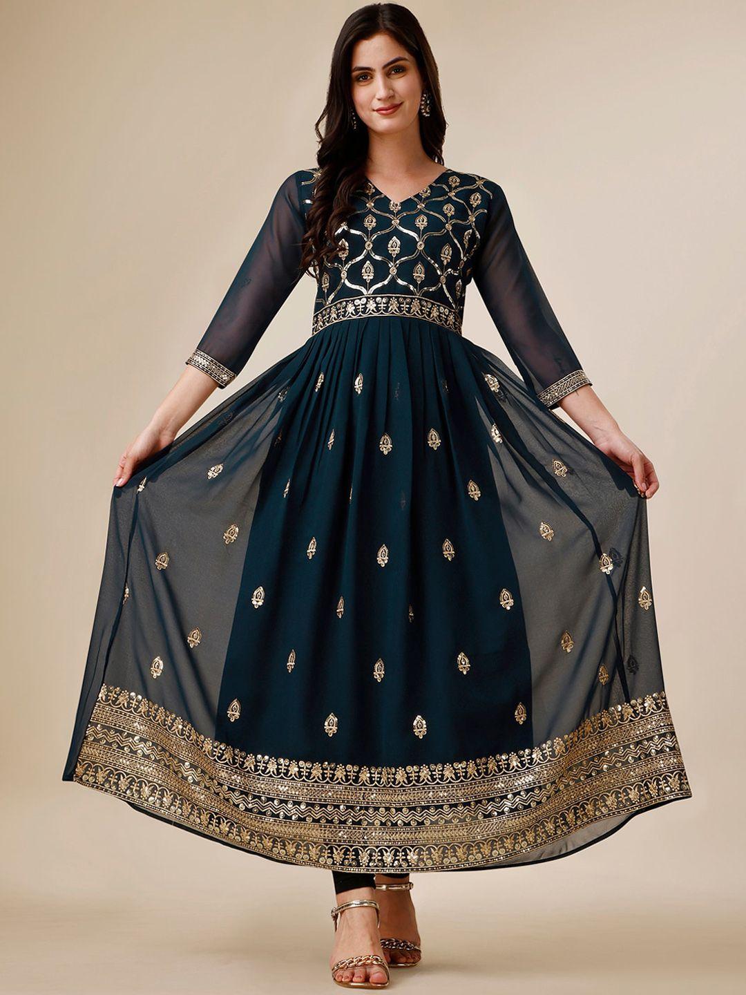 kalini ethnic motifs embroidered georgette kurta