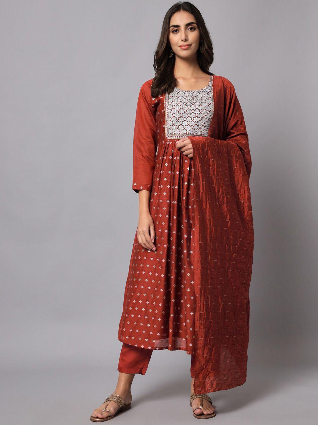 kalini ethnic motifs embroidered gotta patti kurta with trousers & dupatta