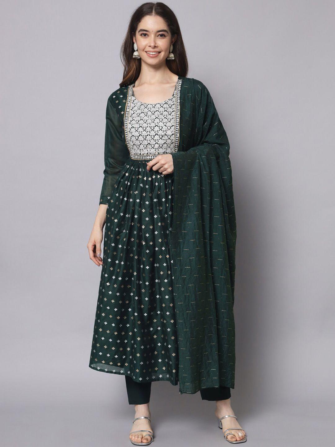 kalini ethnic motifs embroidered gotta patti kurta with trousers & dupatta