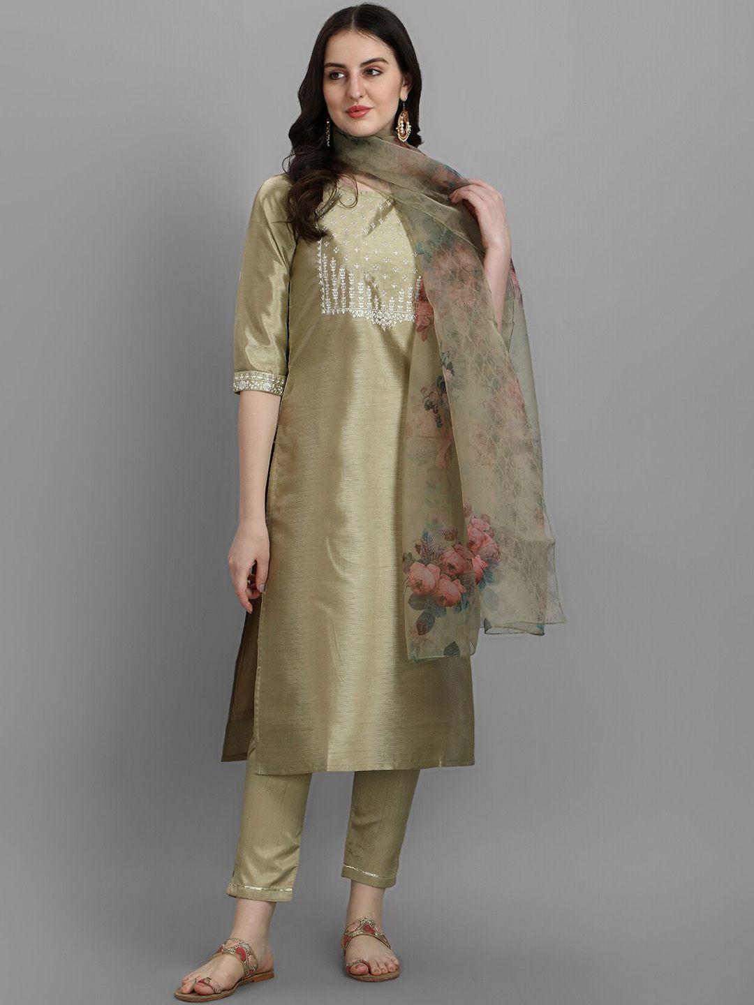 kalini ethnic motifs embroidered kurta with trousers & dupatta