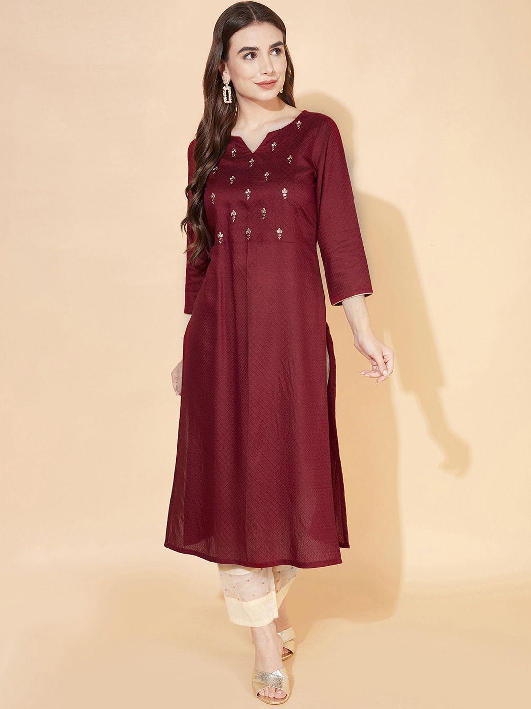 kalini ethnic motifs embroidered mirror work a-line kurta